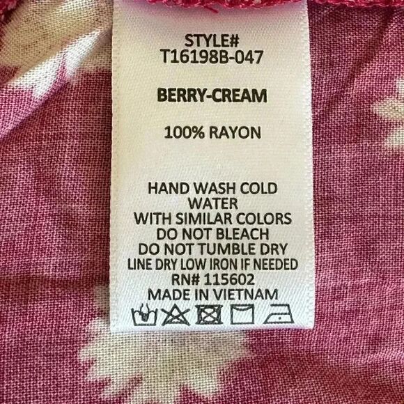 Lush Ranya Faux Unlined Floral Burgundy Berry Cream White Wrap Cropped XXL #1896 - Picture 10 of 13